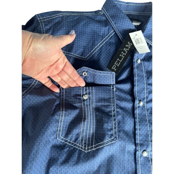 Pelham Men's XLT Western Blue Denim Pearl Snap Buttons Cowboy Shirt NWT - Picture 9 of 12